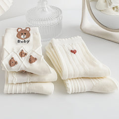 5 Pairs Cartoon Bear Print Socks & Mid Tube Stockings