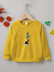 Cartoon Spaceman Planet Print Boys Casual Sweatshirt