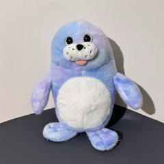 JIAJCHUF Tie Dye Plush Seal Soft Pastel & Purple Stuffed Animal Toy