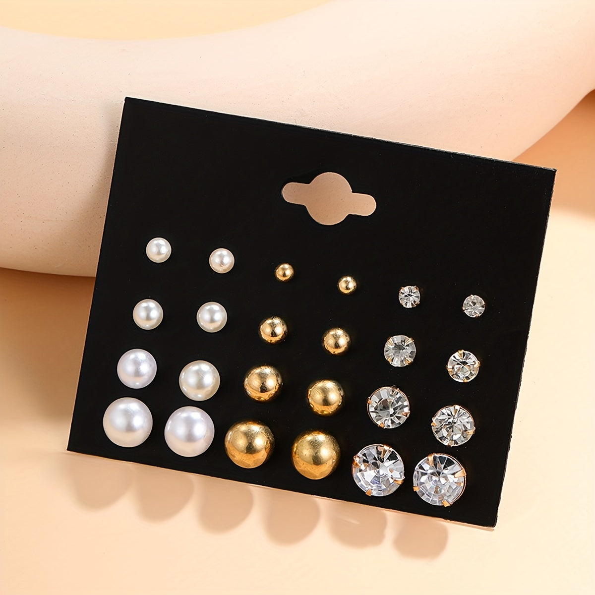 24 Pairs Zircon Pearl Stud Earrings Minimalist Style Jewelry