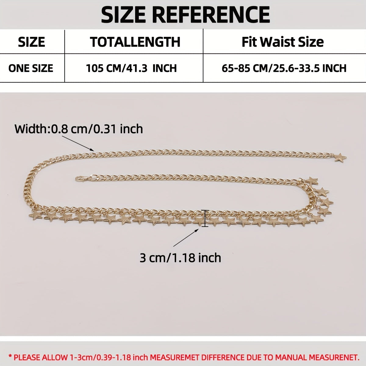 Golden Star Pendant Waist Chain Boho Metal Chain Belt Dress Girdle Women
