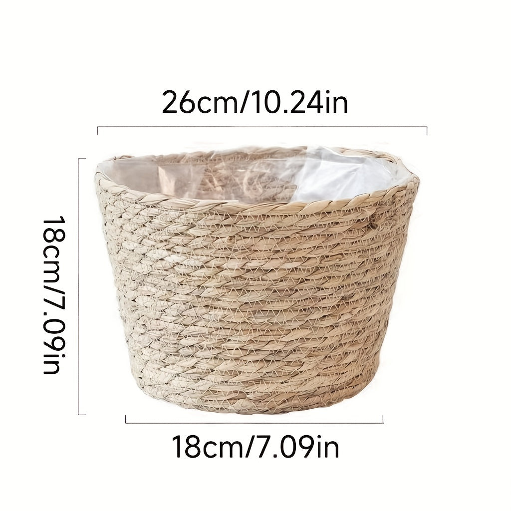 Straw Woven Storage Basket Flower Pots Plant Container Indoor & Outdoor