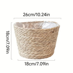Straw Woven Storage Basket Flower Pots Plant Container Indoor & Outdoor