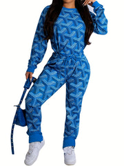 Plus Size Dot Print Top & Pants 2 Piece Set