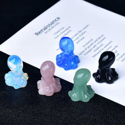 3.1'' Octopus Carving Statue for Home Office Decor, Pocket Gift
