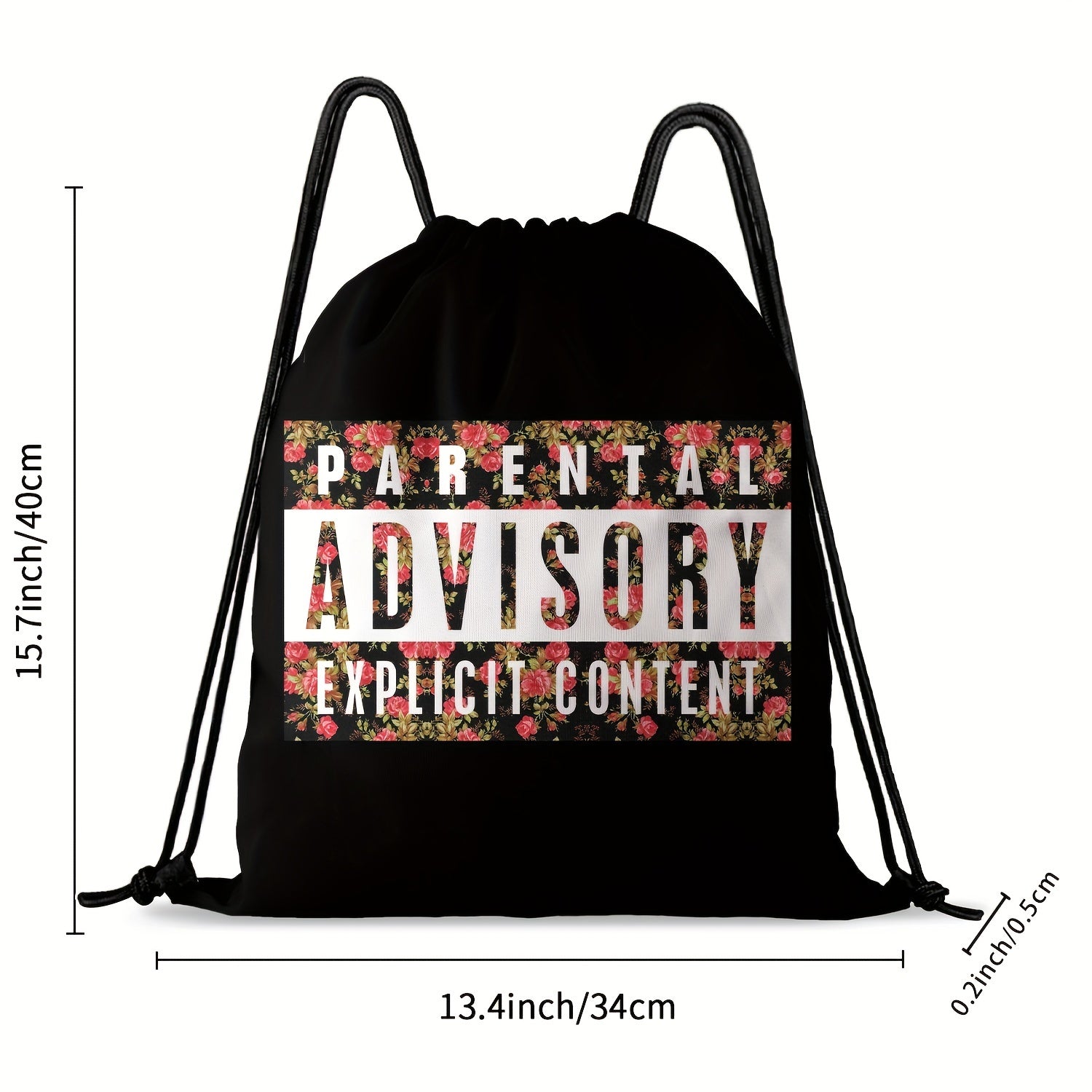 Letters Print Drawstring Bag Lightweight Sports Backpack Gym Bag