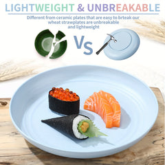 5pcs 22.86cm Plastic Dinner Plates Set, Reusable & Sturdy