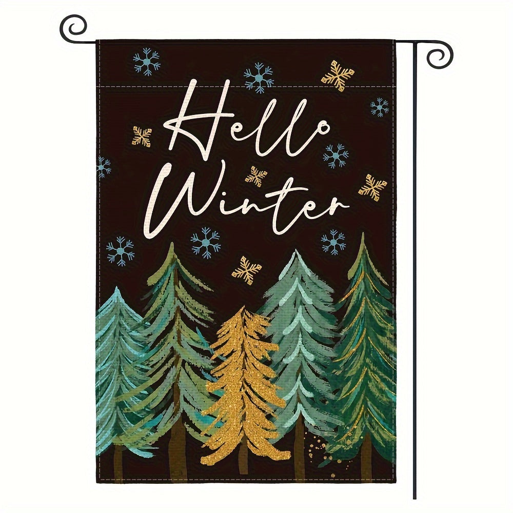 Winter Christmas Trees Snowflake Garden Flag 30 48x45 72 Cm Double Sided
