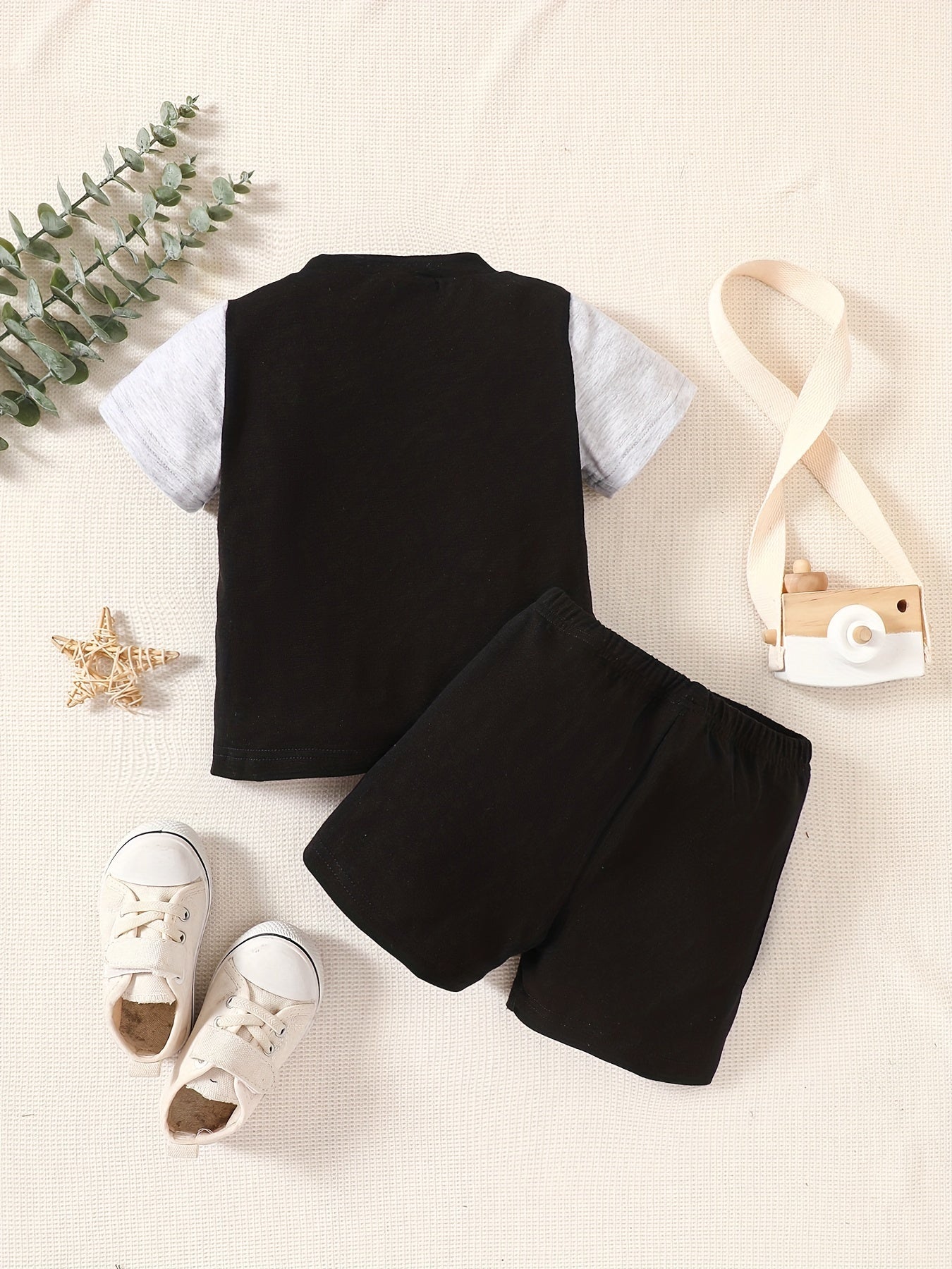 Boys Block Pocket T Shirt And Shorts Set for Summer