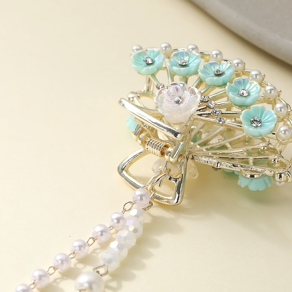 Butterfly Fan Tassel Hair Claw Clip Vintage Style Strong Grip Hair Jaw Clip