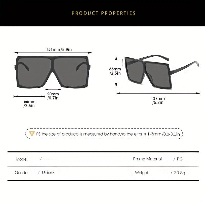 Men's Large Square Frame Sunglasses Acrylic Frame PC Glasses