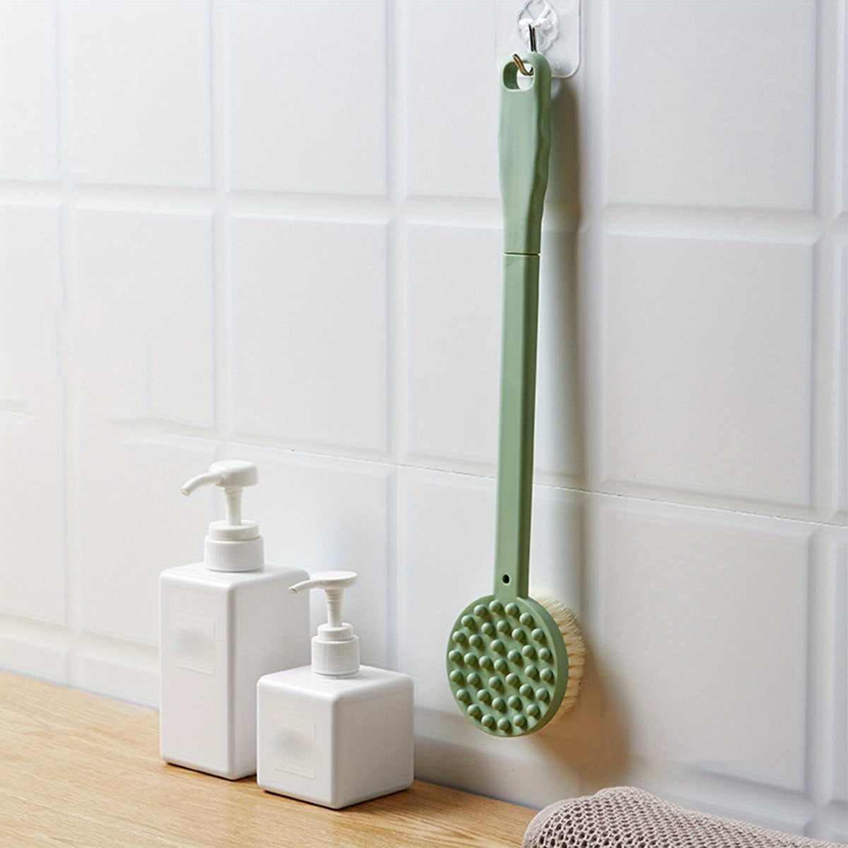 Long Handle Shower Brush Silicone Back Scrubber