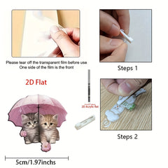 Charming Acrylic Cat Brooch with Umbrella Adorable Kitten Pins