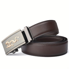 Men's Dragon Style Leather Belt Automatic Buckle