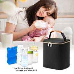 Insulated Breastmilk Cooler Bag Holds 4 Bottles Up to 9oz