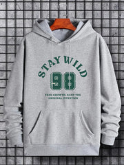 Men's Stay Wild 98 Print Hoodie Casual Stretch Drawstring Hooded Sweats