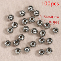 100pcs Stainless Steel Beads Big Hole Spacer Beads For Jewelry Making