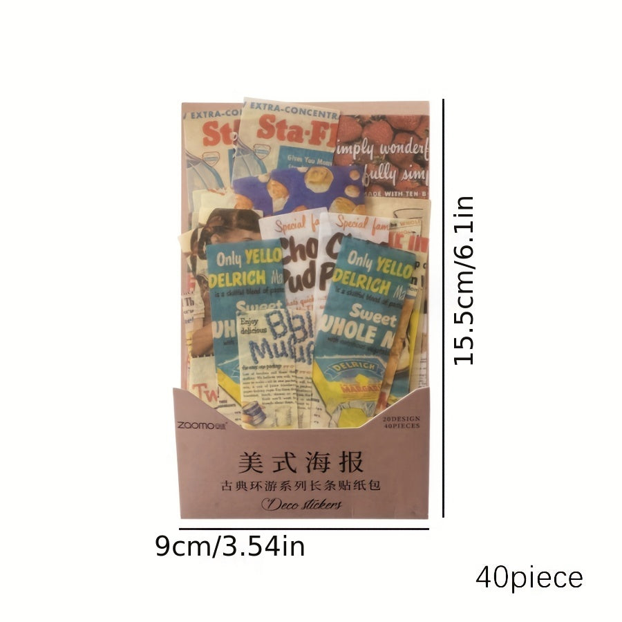 Retro Journal Collage Sticker Pack, 40pcs