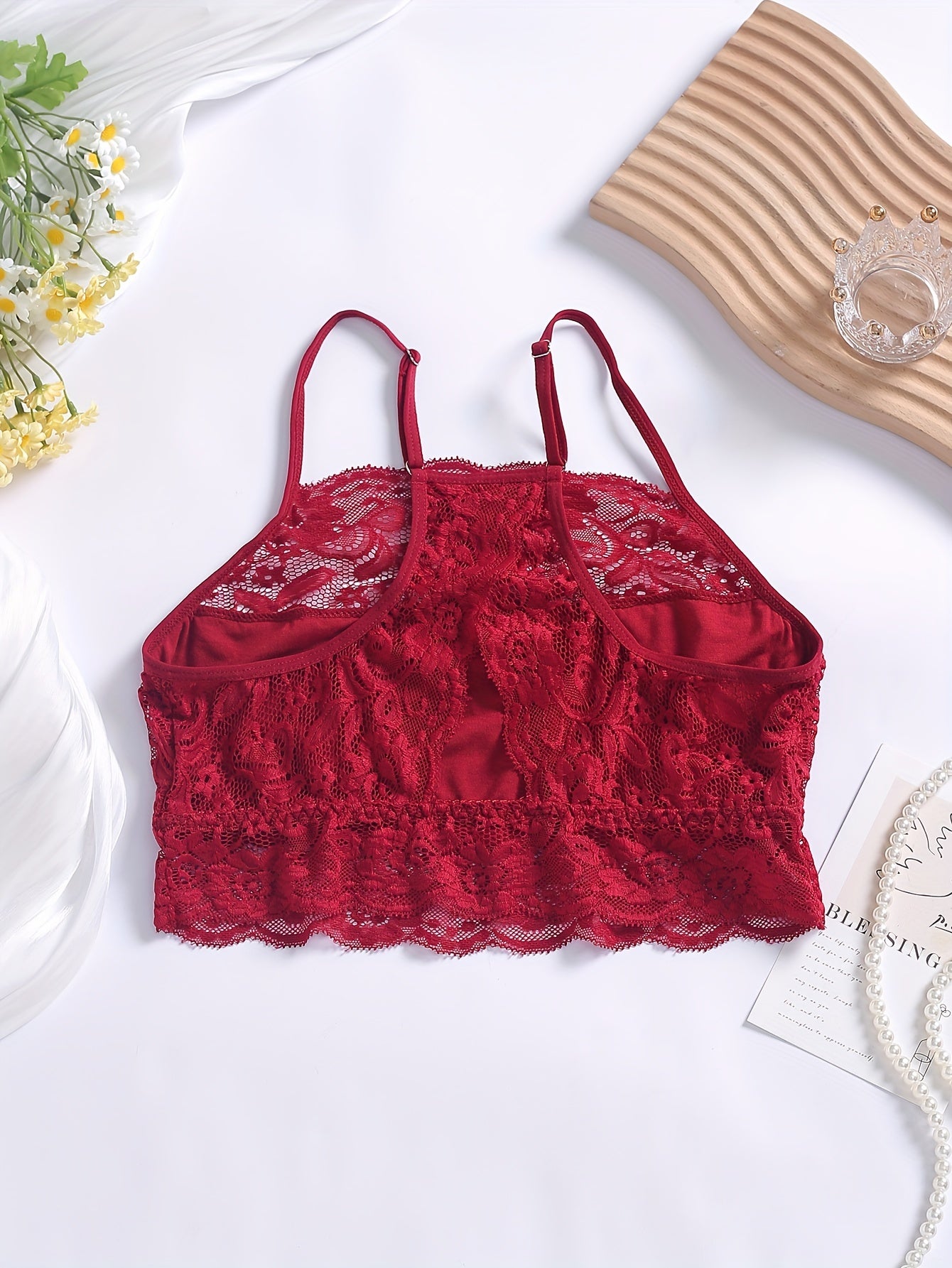 Lace Stitching Cami Lounge Top Sexy Trim Hollow Out Top
