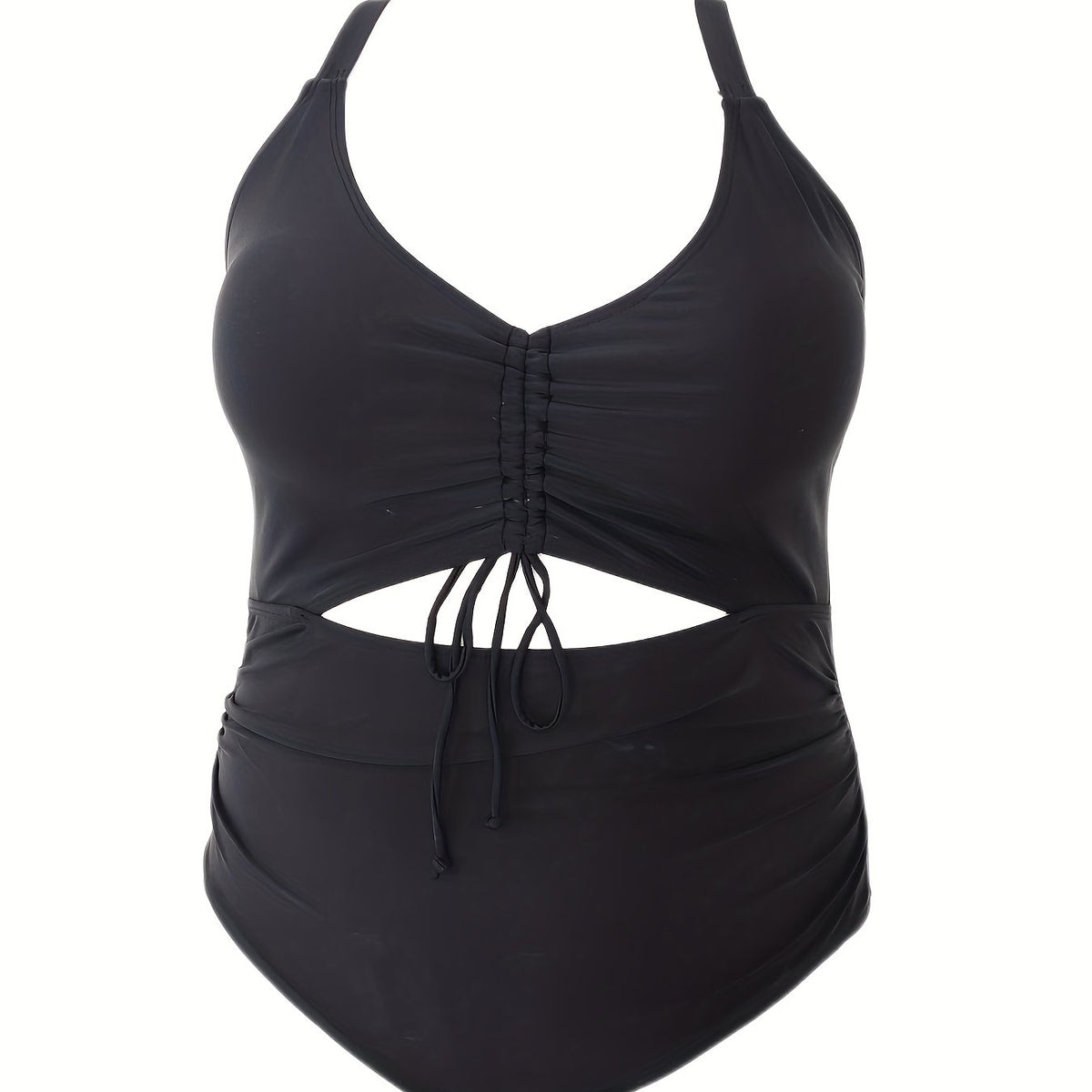  Lace Ruched Cut Out One Piece Swimsuit