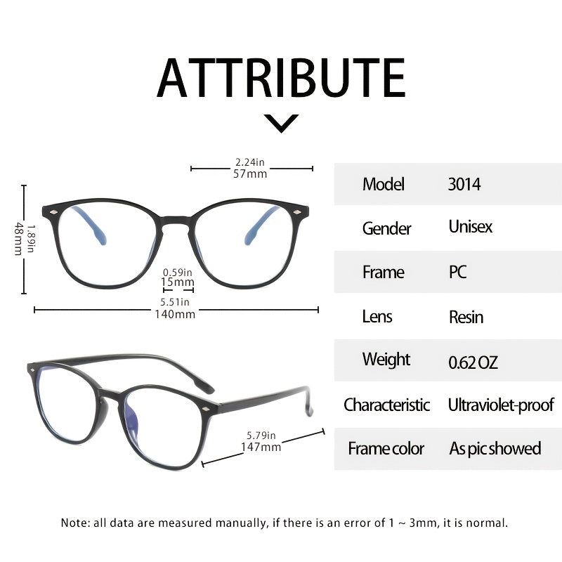 Multicolor Women's Round Frame Glasses Light Blocking Spectacles
