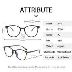 Multicolor Women's Round Frame Glasses Light Blocking Spectacles