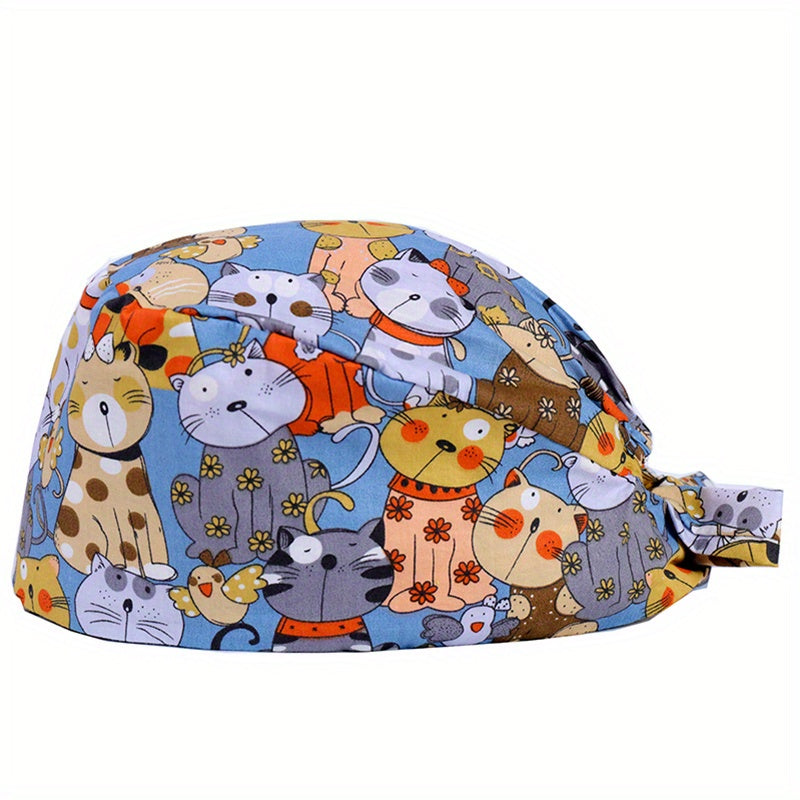 Cartoon Print Work Hats Adjustable Working Cap With Sweatband