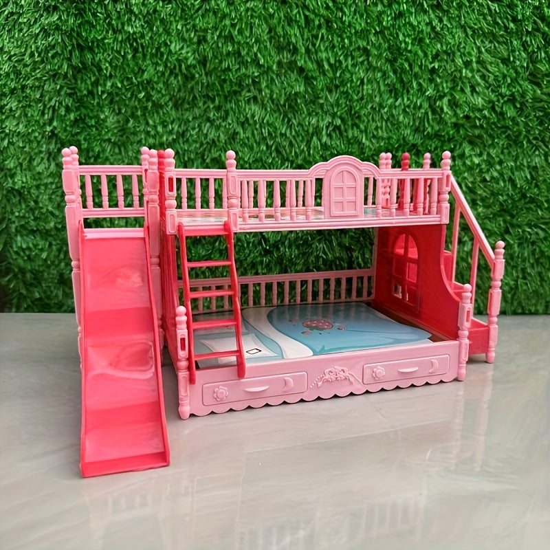 Dollhouse Mini Twin Slide Bed for Princess Room Decor