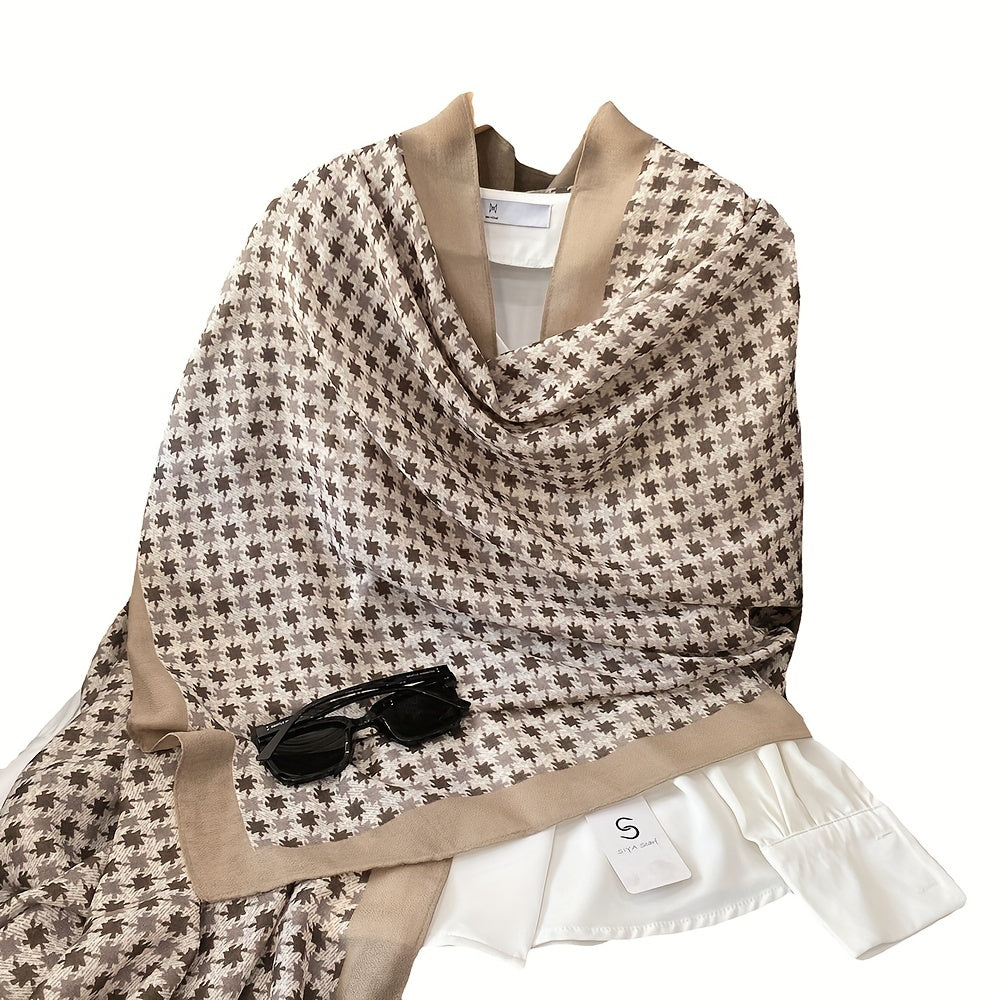 Geometric Floral Print Scarf Warm Shawl Outdoor Windproof Head Wrap