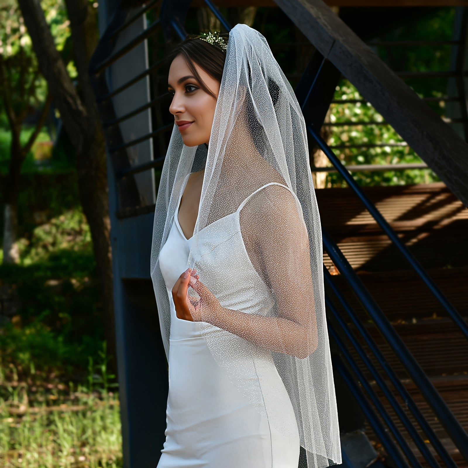 Sparkling Starlight Veil with Comb Sheer Train for Brides Wedding Party Prom