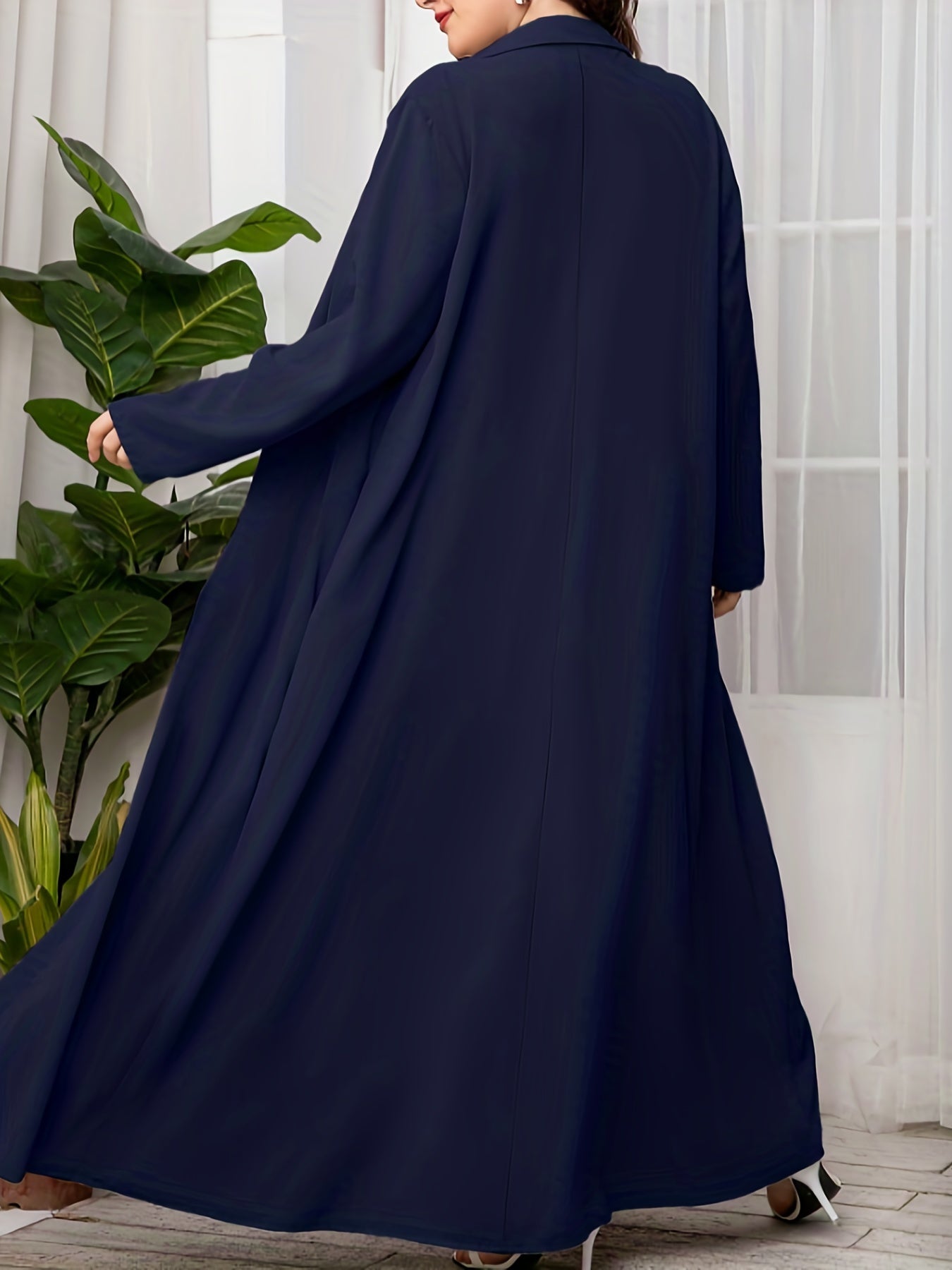  Solid Coat & Shirred Maxi Dress Set