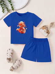 Toddler Cartoon Pattern T shirt & Shorts Set
