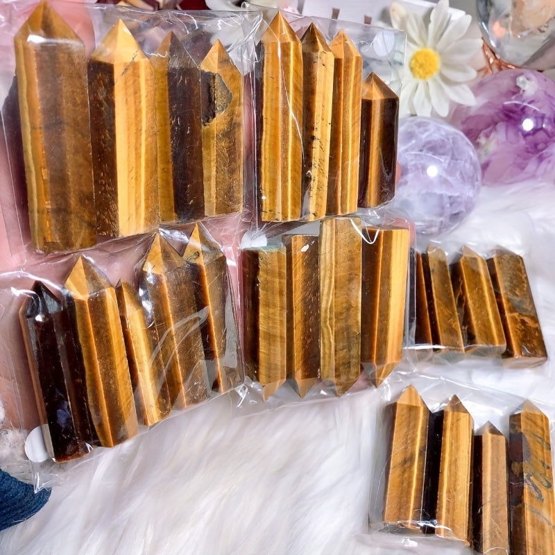 Yellow Tiger Eye Crystal Tower 6 inch Natural Healing Point Obelisk