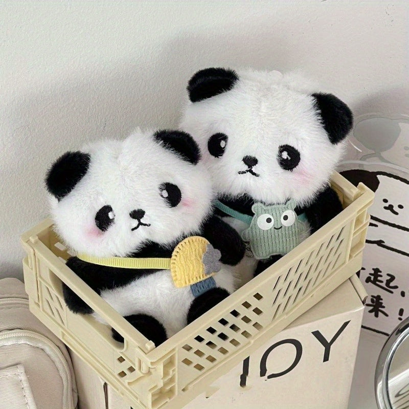 Faux Fur Panda Keychain Set - 2pcs Animal Keyring, Birthday Gift