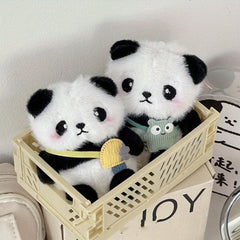 Faux Fur Panda Keychain Set - 2pcs Animal Keyring, Birthday Gift