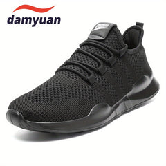 Men's Breathable Lace Up Knit Sneakers Casual Walking Shoes