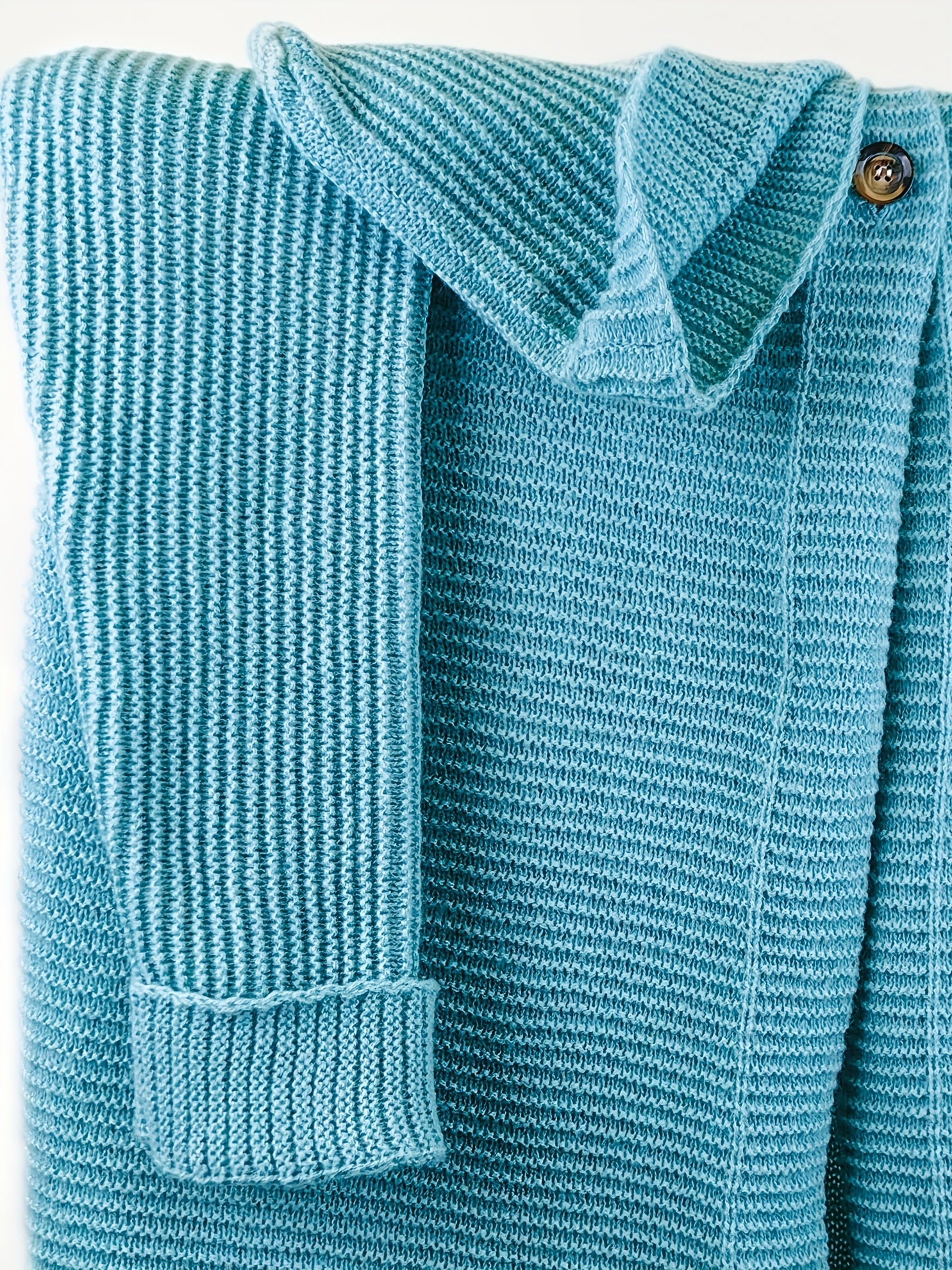  Solid Button Up Hooded Cardigan