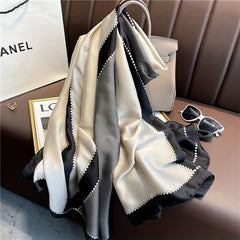 Geometric Block Scarf Gray Breathable Sunscreen Shawl Windproof