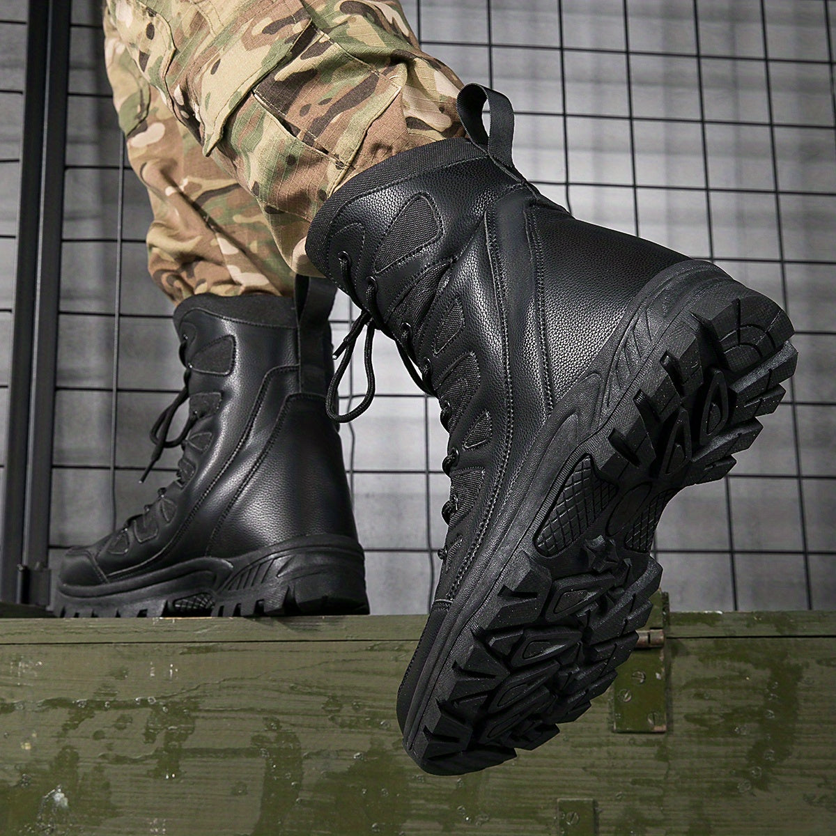 Men's Combat Boots Casual Lace up Walking Hiking Outdoor Shoes Army Boots