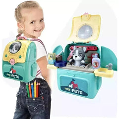 Backpack Pet Care Play Set Grooming Toys for Kids