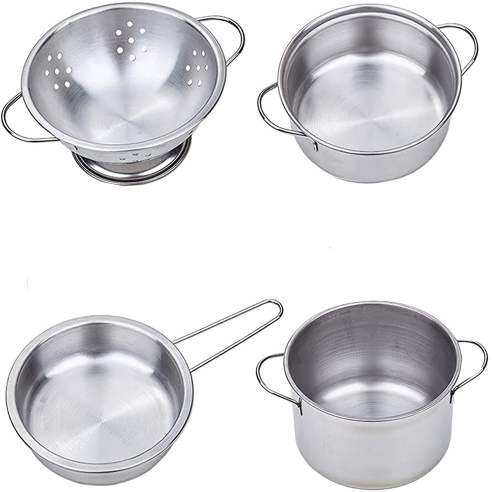 Stainless Steel 12pcs Mini Kitchen Toy Set for Pretend Cooking and Baking