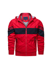 Men's Casual Striped Print Hooded Jacket