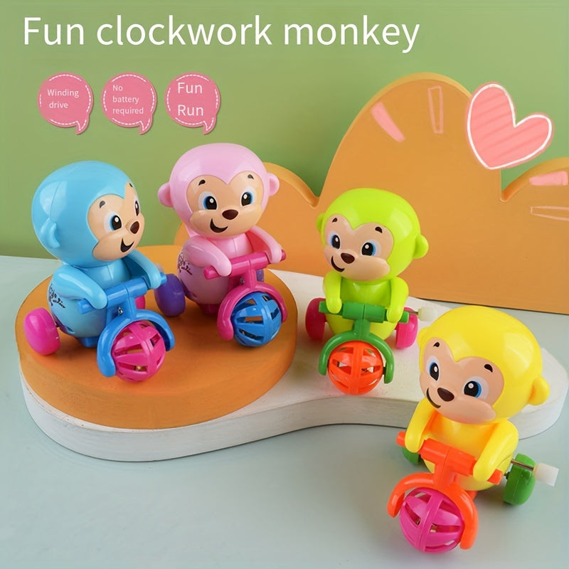 Clockwork Monkey Wind Up Toy with Ringing Bell for Kids - No Batteries Required