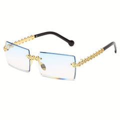 Rimless Rectangular Sunglasses Gradient Lens UV400