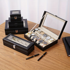 Watch Storage Box Display Case PU Leather 2 6 10 12 Digits