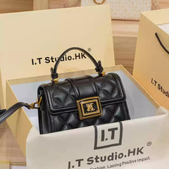 IT Studio HK Women's Quilted Handbag with Magnetic Closure