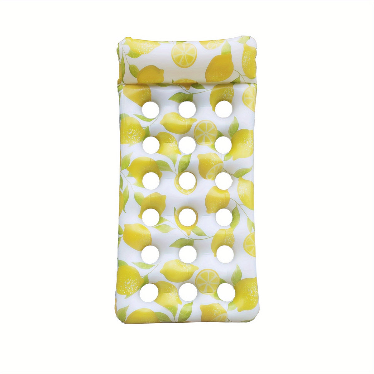 Lemon Print Inflatable Pool Lounger for Relaxation and Tanning