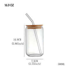 Smiley Face Glass Cup Set with Lid & Straw Holiday Gift