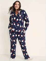 Christmas Lounge Set Long Sleeve Top & Pants Women's Sleepwear