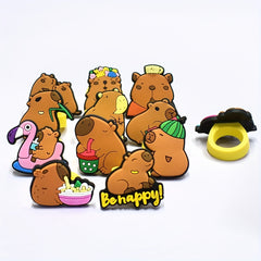 12pcs Animal Cartoon Rings Capybara Image Happy Capybara Ring Birthday Party